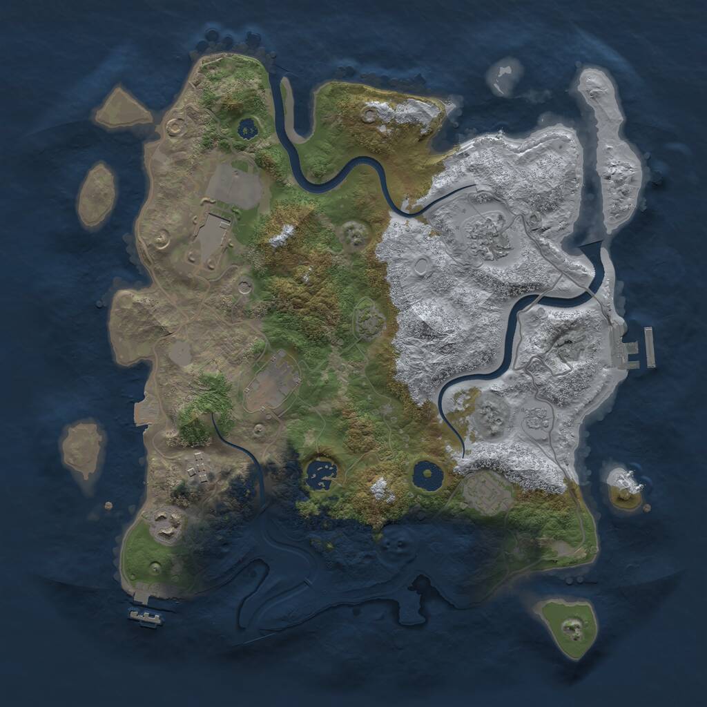 Rust Map: Procedural Map, Size: 3500, Seed: 1060253814, 13 Monuments