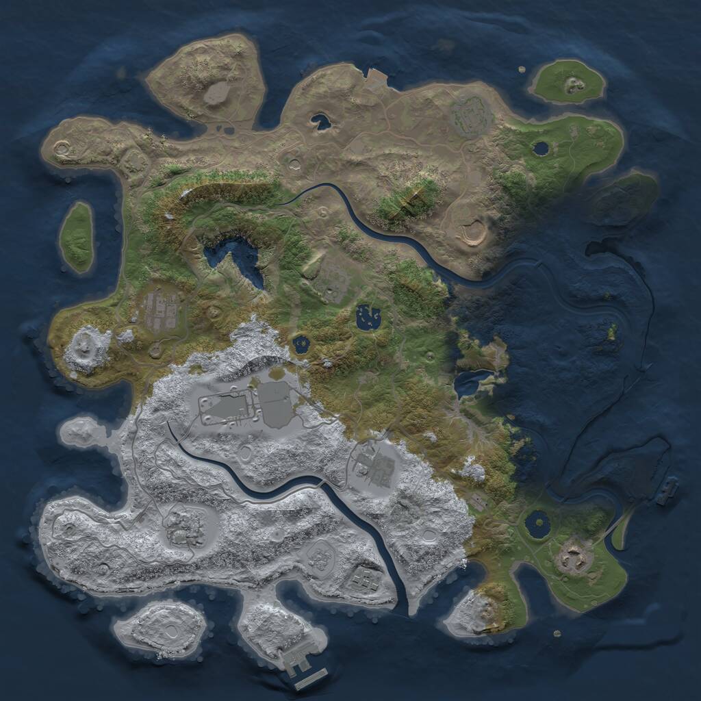 Rust Map: Procedural Map, Size: 4000, Seed: 1717399557, 16 Monuments