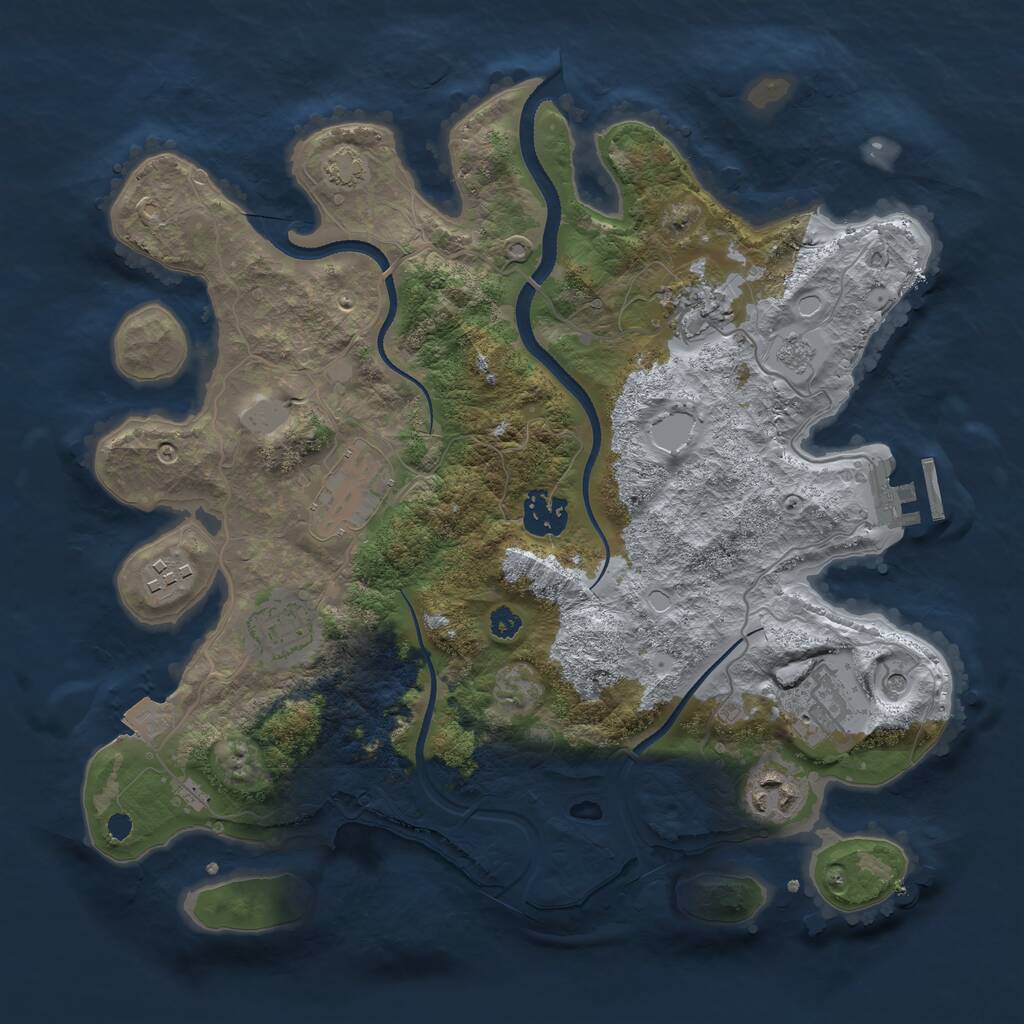 Rust Map: Procedural Map, Size: 3300, Seed: 687991786, 12 Monuments