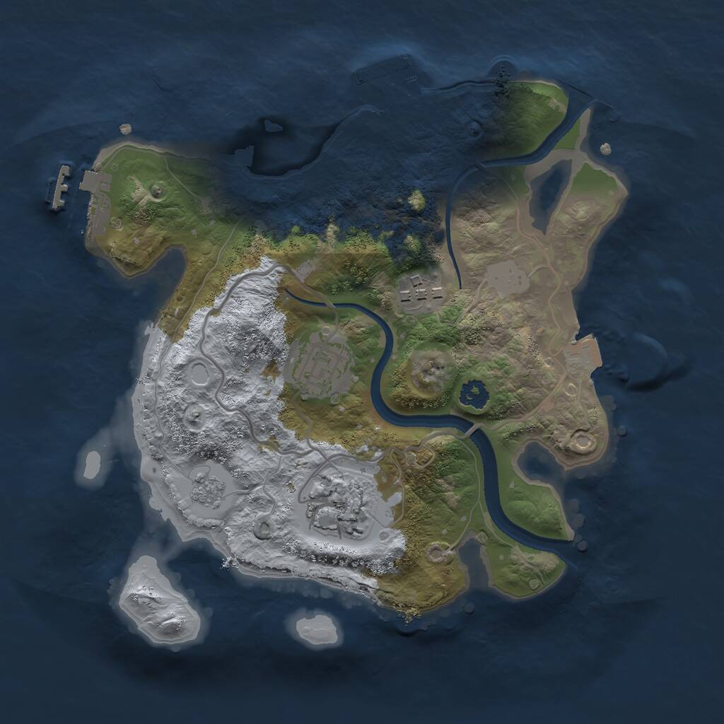 Rust Map: Procedural Map, Size: 2500, Seed: 583920174, 7 Monuments