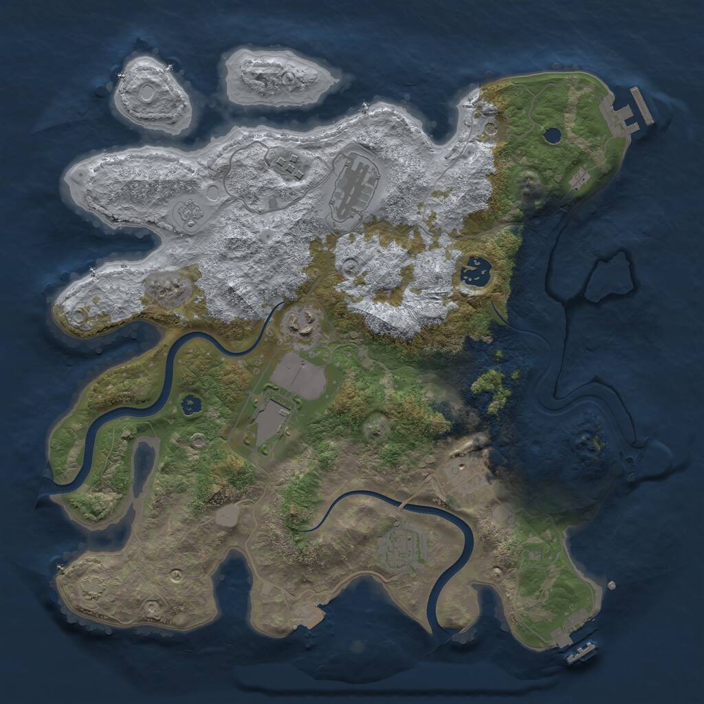 Rust Map: Procedural Map, Size: 3500, Seed: 556762, 13 Monuments