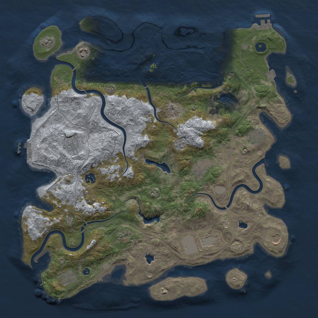 Rust Map: Procedural Map, Size: 4500, Seed: 823742069, 16 Monuments