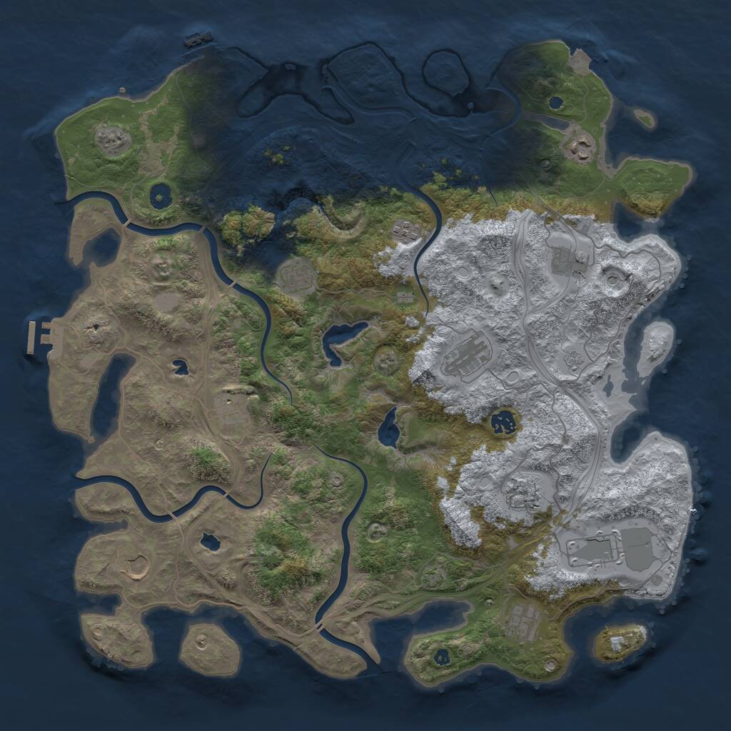 Rust Map: Procedural Map, Size: 4500, Seed: 1577266966, 17 Monuments