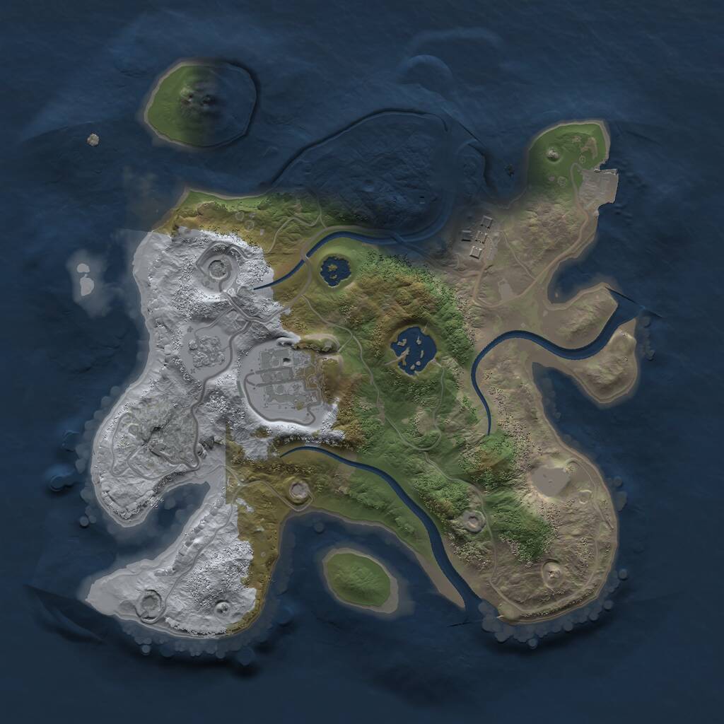 Rust Map: Procedural Map, Size: 2500, Seed: 1163696447, 6 Monuments