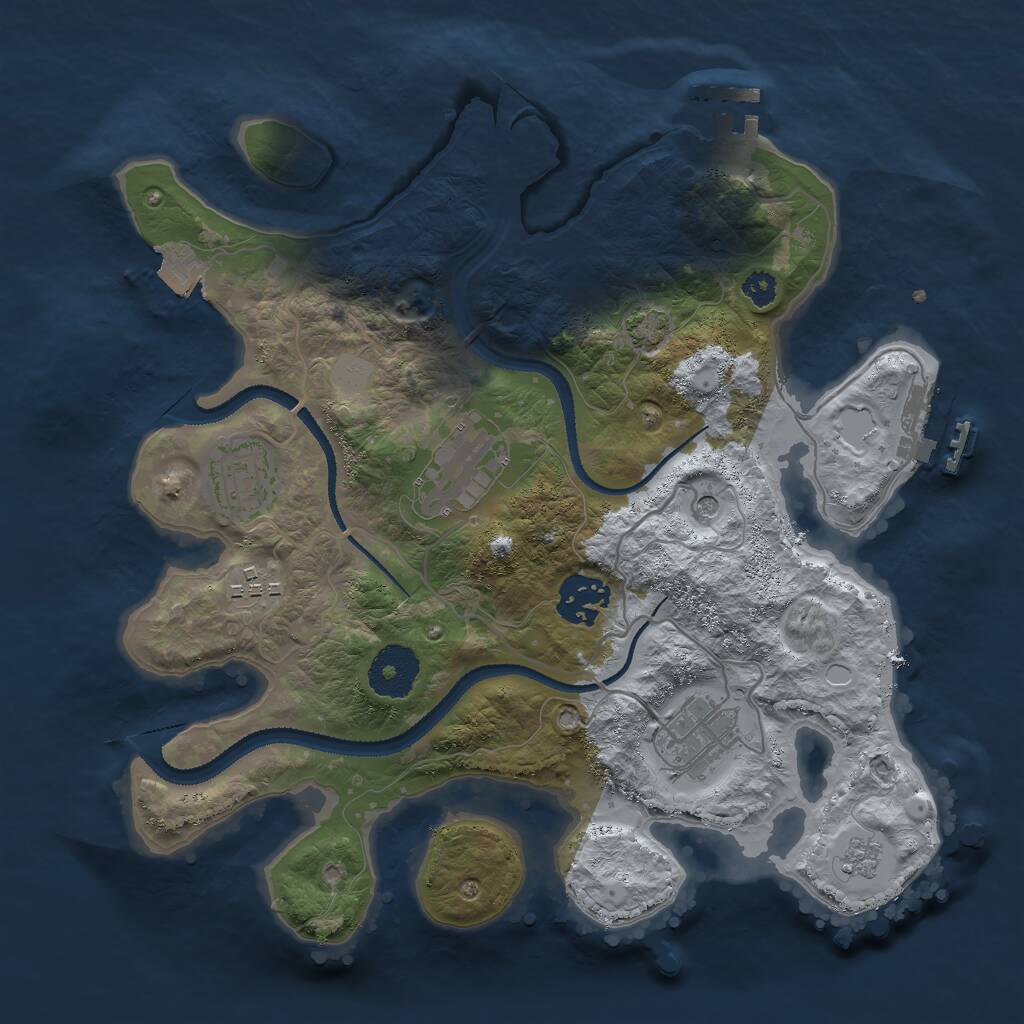 Rust Map: Procedural Map, Size: 3000, Seed: 123133, 11 Monuments