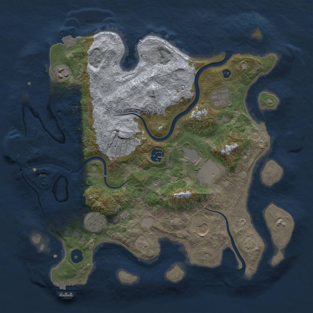 Rust Map: Procedural Map, Size: 3600, Seed: 54932447, 14 Monuments