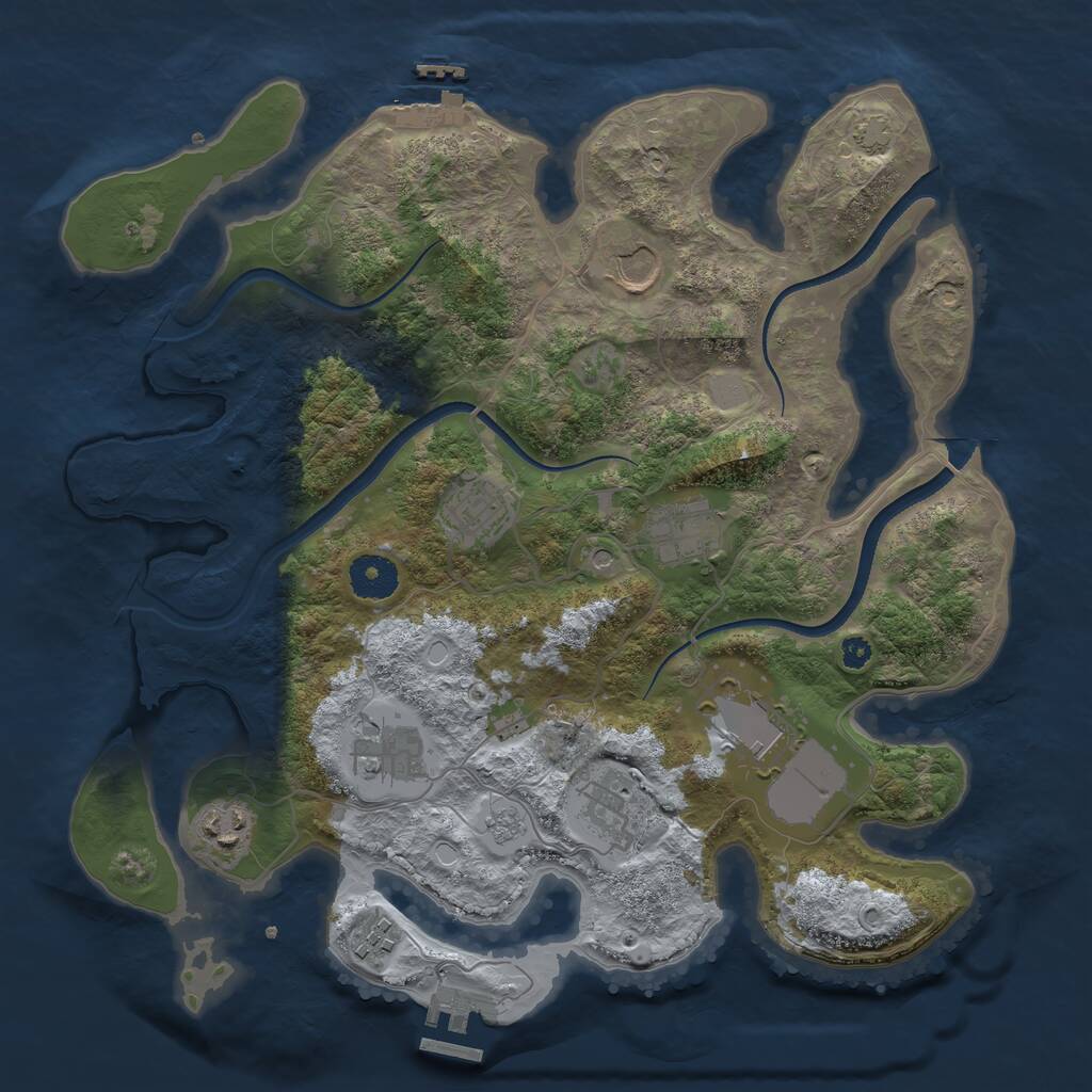 Rust Map: Procedural Map, Size: 3500, Seed: 364773, 14 Monuments