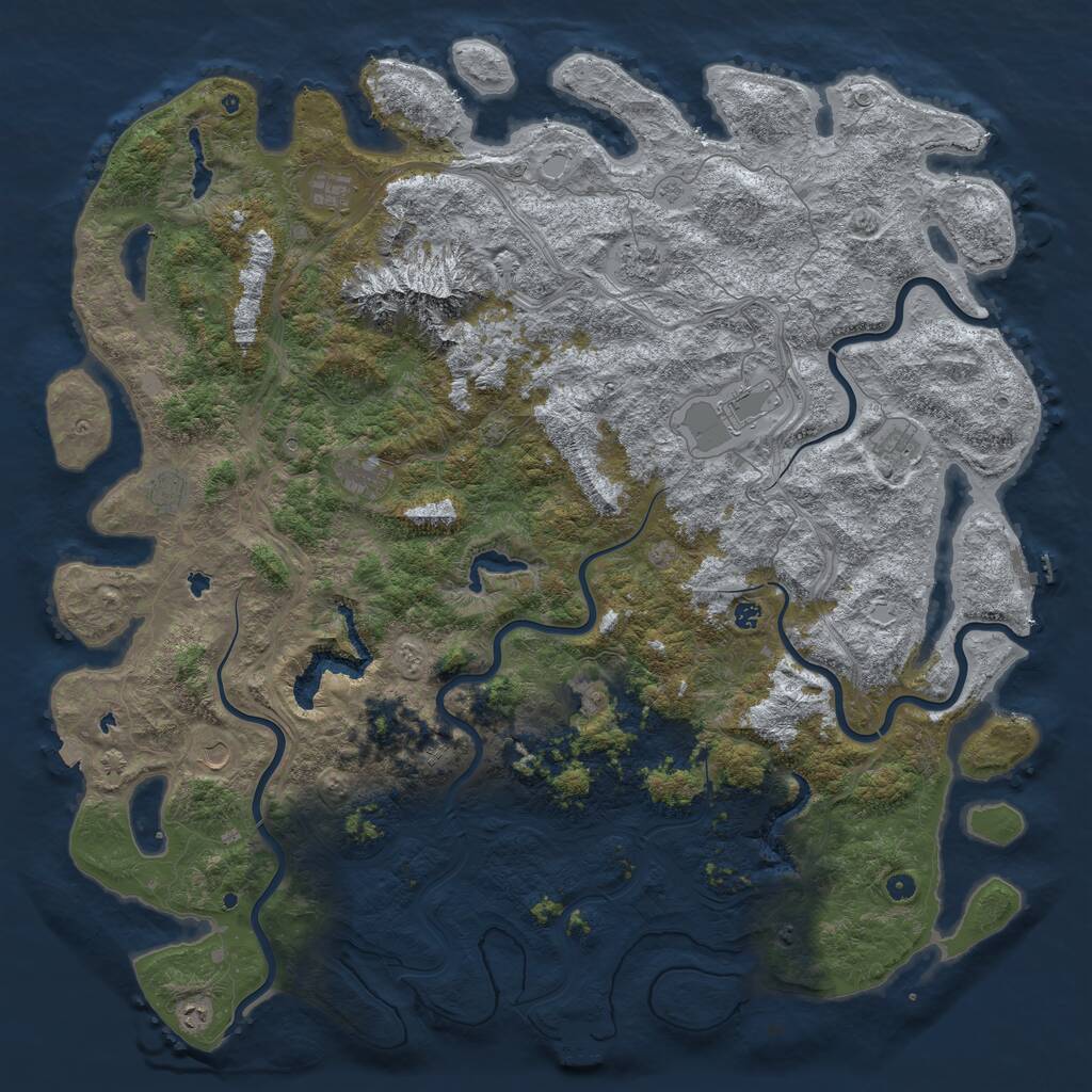 Rust Map: Procedural Map, Size: 6000, Seed: 681231482, 17 Monuments