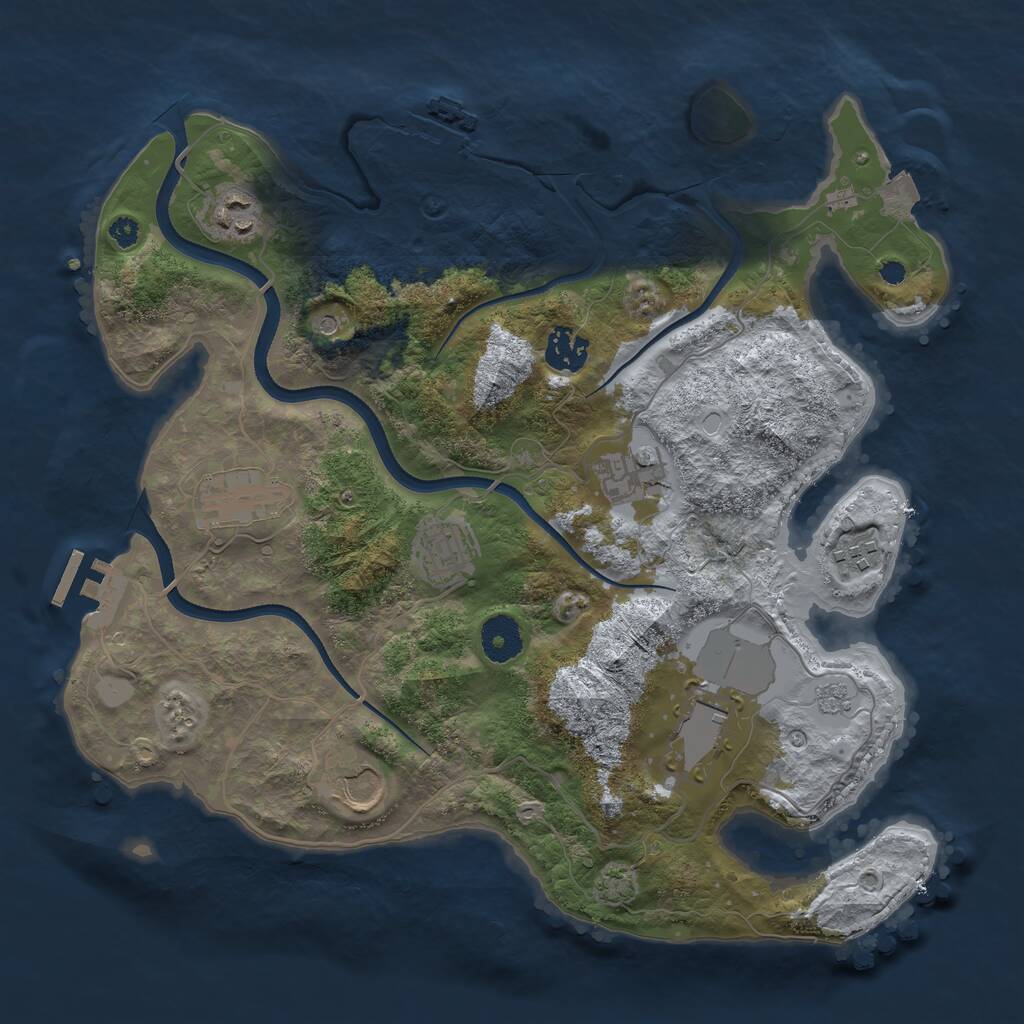 Rust Map: Procedural Map, Size: 3500, Seed: 175332954, 14 Monuments