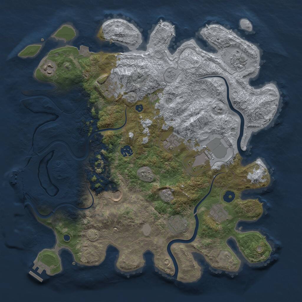 Rust Map: Procedural Map, Size: 3900, Seed: 51397, 16 Monuments