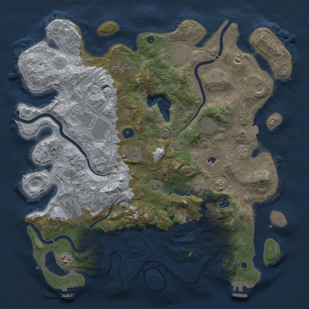 Rust Map: Procedural Map, Size: 4300, Seed: 855394152, 17 Monuments