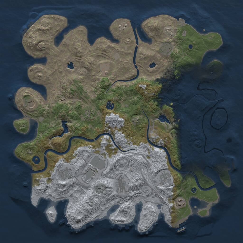 Rust Map: Procedural Map, Size: 4500, Seed: 140339356, 17 Monuments