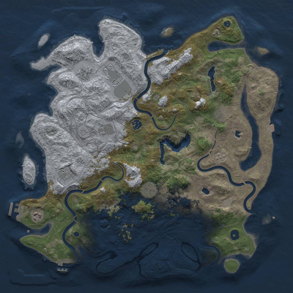 Rust Map: Procedural Map, Size: 4500, Seed: 1246708890, 15 Monuments