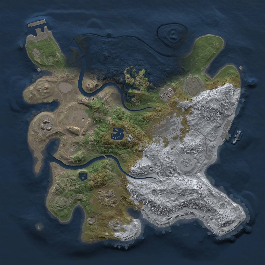 Rust Map: Procedural Map, Size: 3000, Seed: 2101726370, 13 Monuments