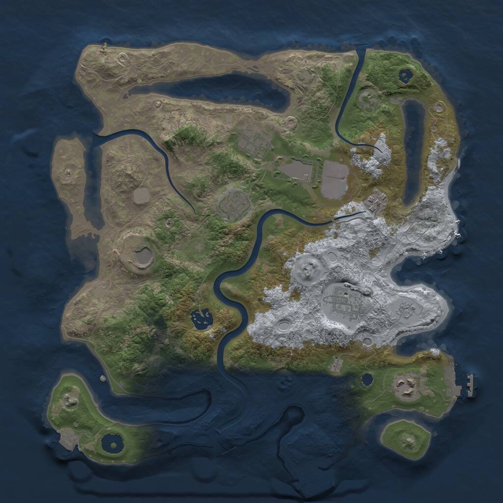 Rust Map: Procedural Map, Size: 3500, Seed: 1543610824, 14 Monuments