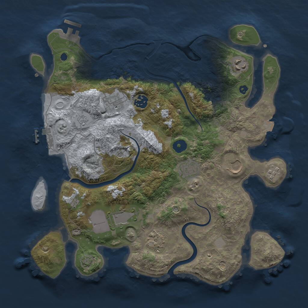 Rust Map: Procedural Map, Size: 3500, Seed: 635497875, 14 Monuments