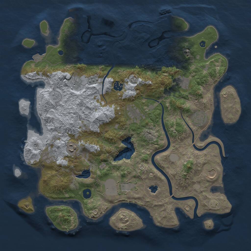 Rust Map: Procedural Map, Size: 4000, Seed: 135475757, 16 Monuments
