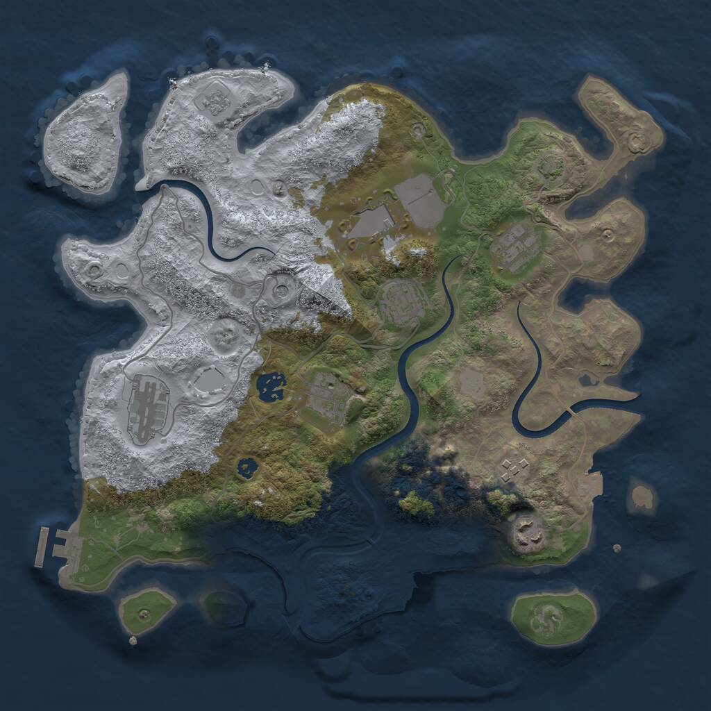 Rust Map: Procedural Map, Size: 3500, Seed: 1306258151, 13 Monuments