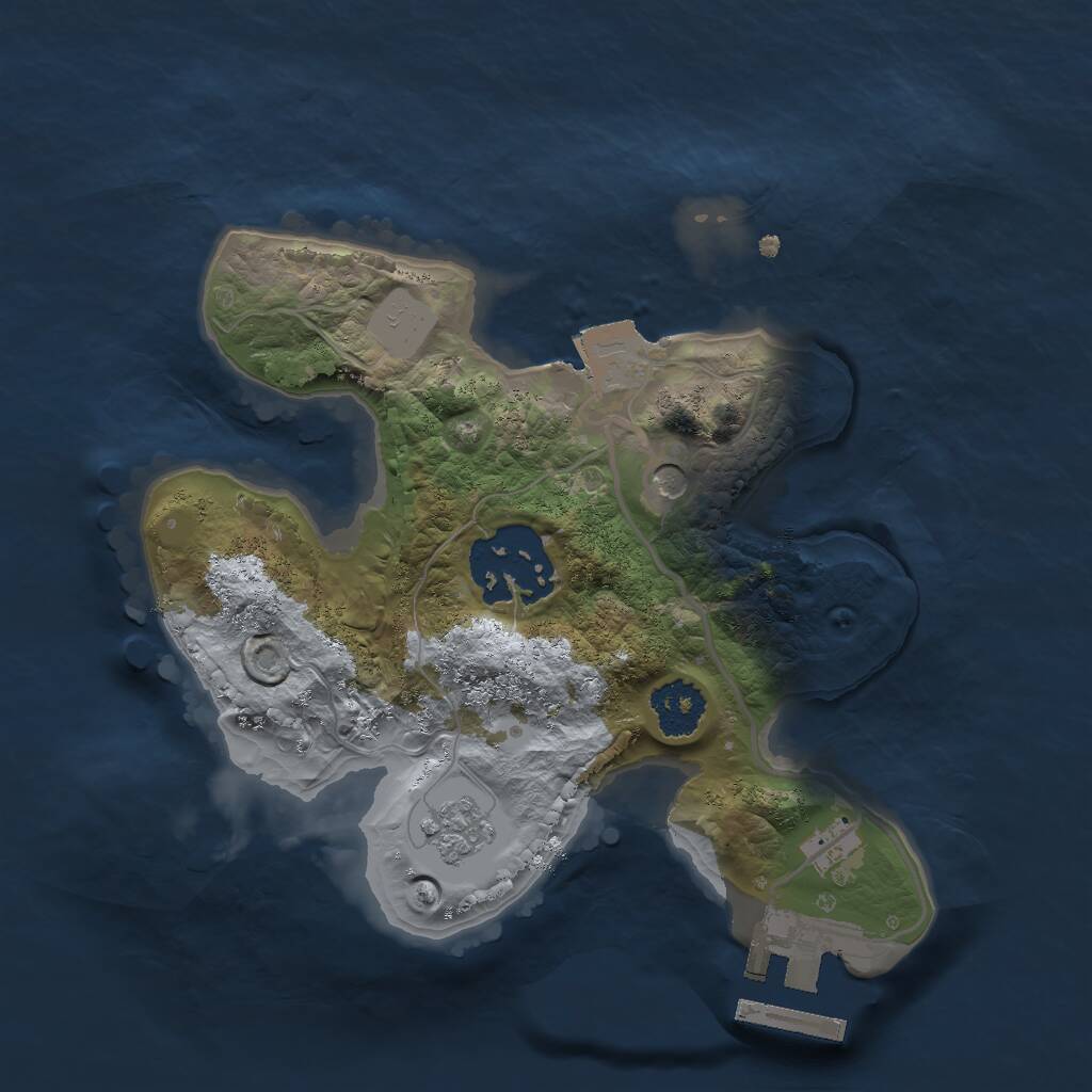 Rust Map: Procedural Map, Size: 2000, Seed: 1189491677, 5 Monuments