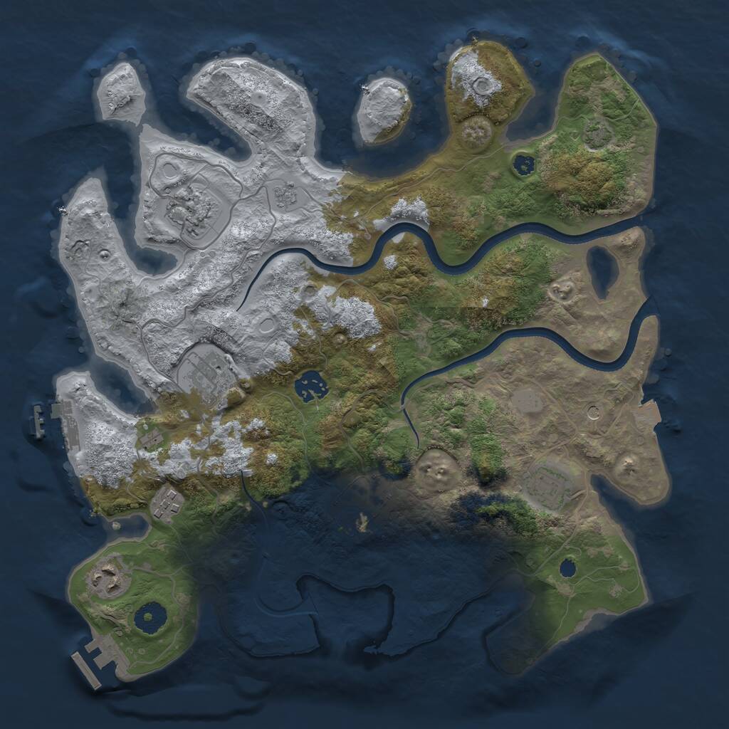 Rust Map: Procedural Map, Size: 3500, Seed: 363628, 13 Monuments