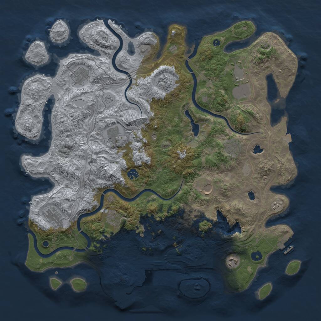 Rust Map: Procedural Map, Size: 4500, Seed: 1306258151, 17 Monuments