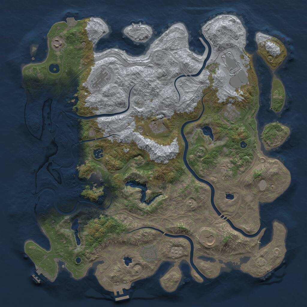 Rust Map: Procedural Map, Size: 4500, Seed: 545661745, 17 Monuments