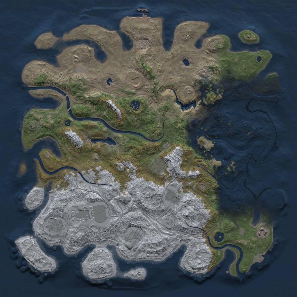 Rust Map: Procedural Map, Size: 4500, Seed: 1257833054, 15 Monuments