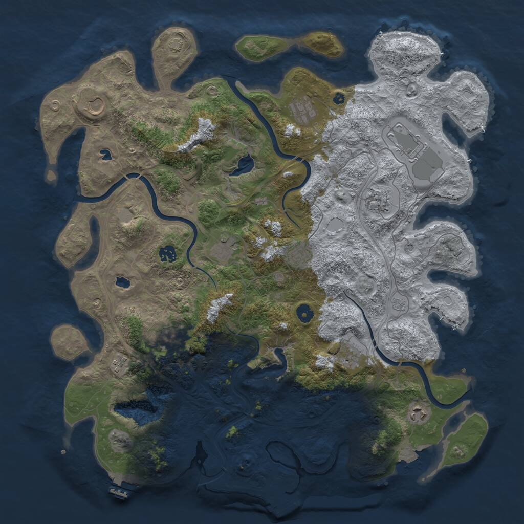 Rust Map: Procedural Map, Size: 4500, Seed: 740198776, 17 Monuments