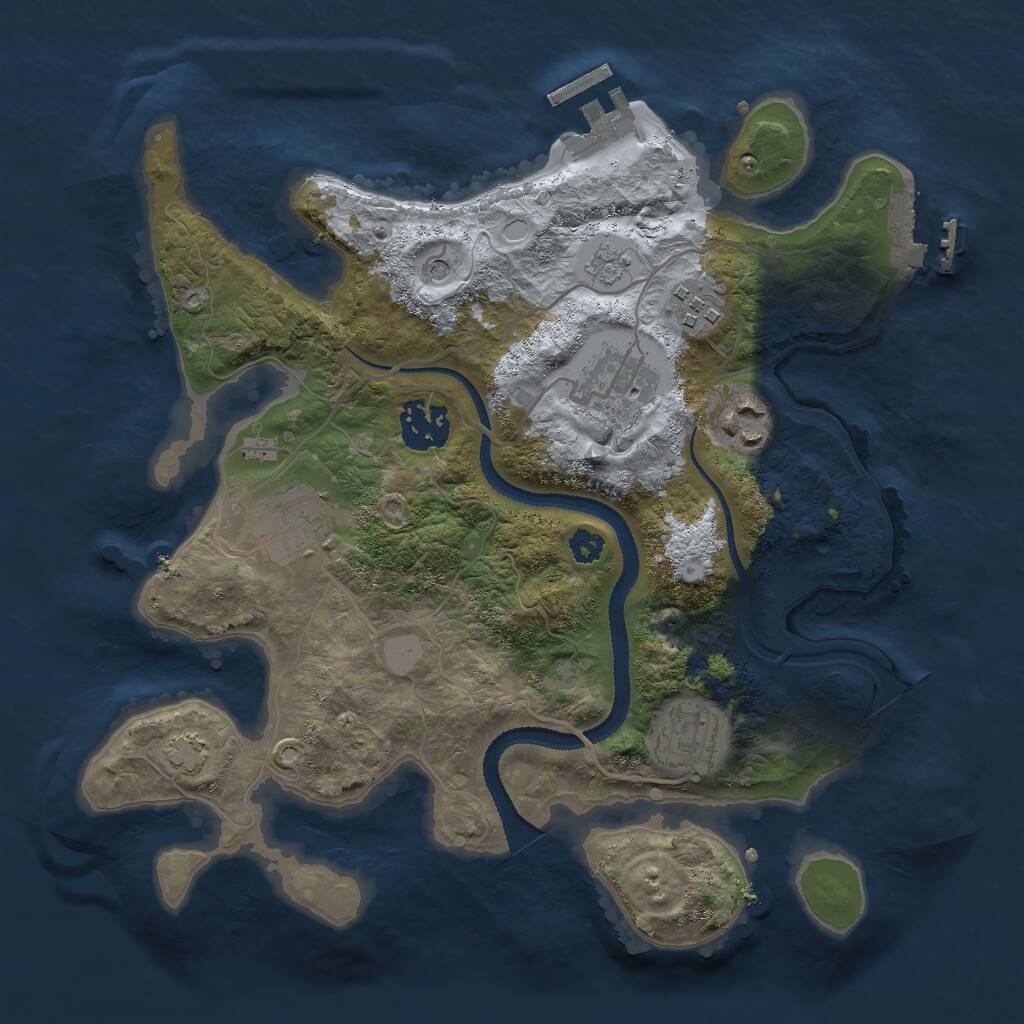 Rust Map: Procedural Map, Size: 3000, Seed: 7954, 12 Monuments