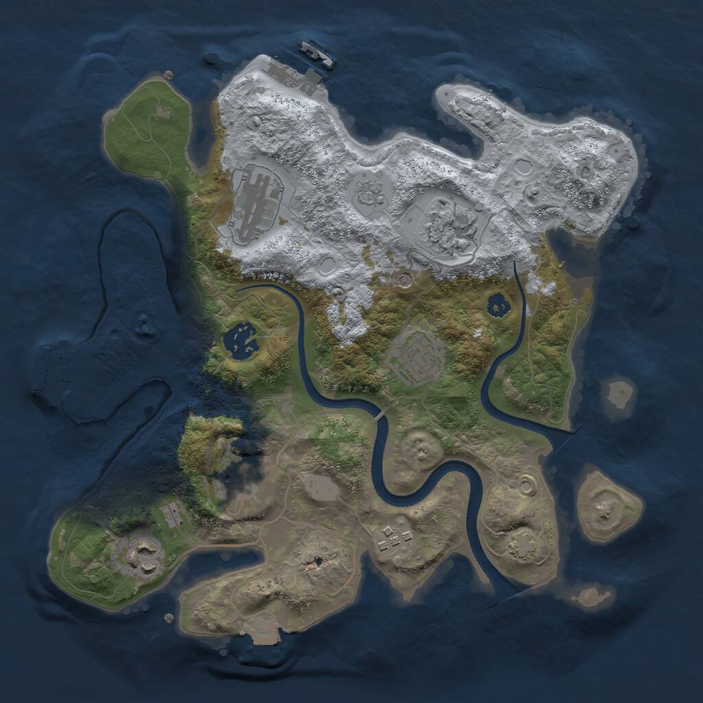 Rust Map: Procedural Map, Size: 3000, Seed: 73353, 13 Monuments