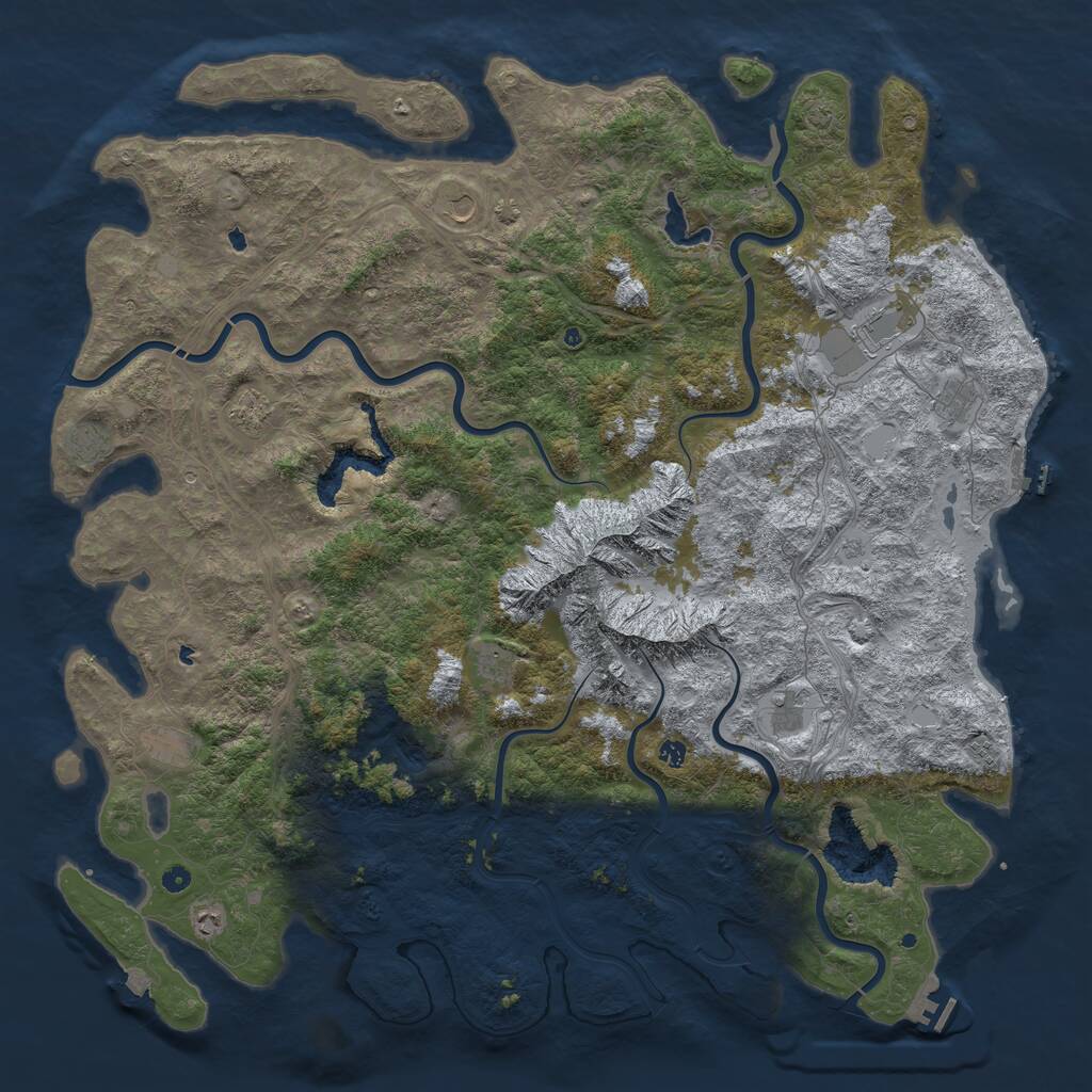 Rust Map: Procedural Map, Size: 6000, Seed: 456, 17 Monuments