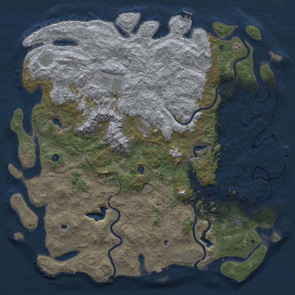 Rust Map: Procedural Map, Size: 6000, Seed: 874262172, 17 Monuments