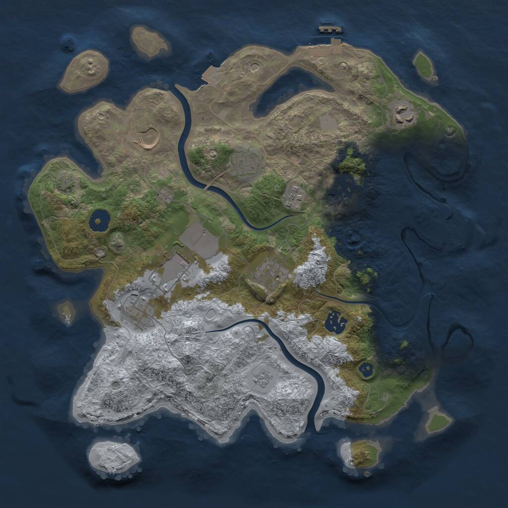 Rust Map: Procedural Map, Size: 3500, Seed: 2139223122, 15 Monuments