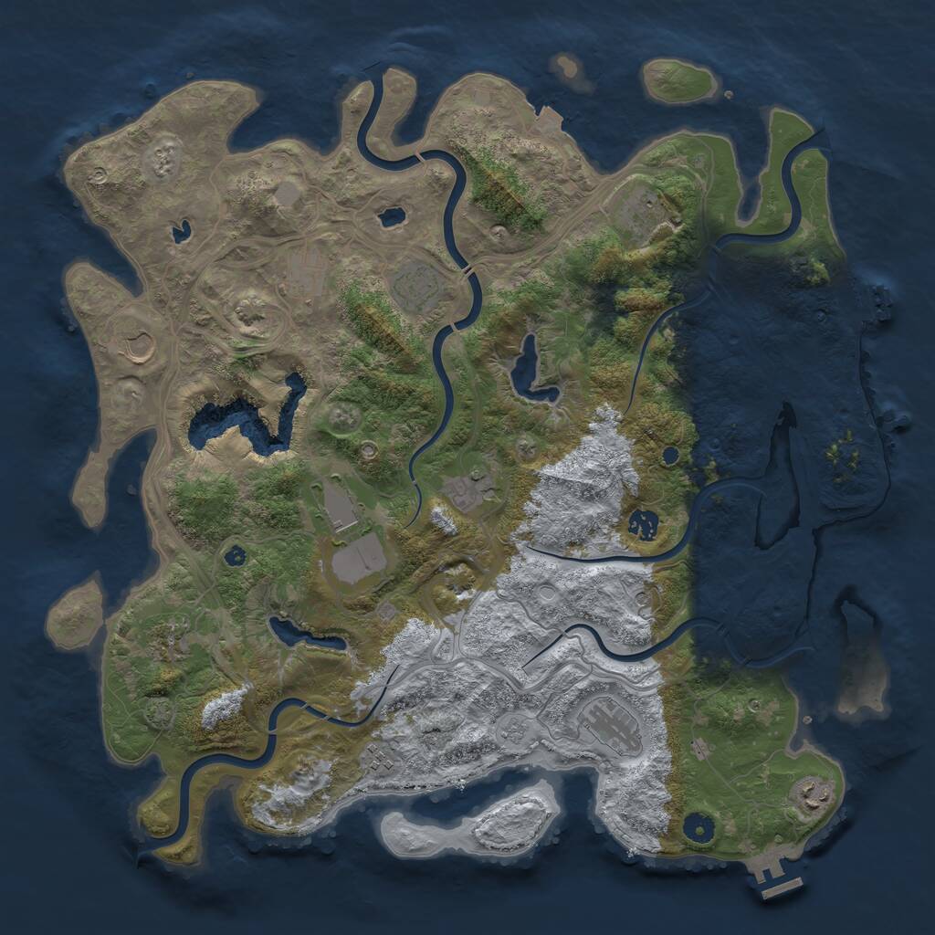 Rust Map: Procedural Map, Size: 4500, Seed: 1472805003, 17 Monuments