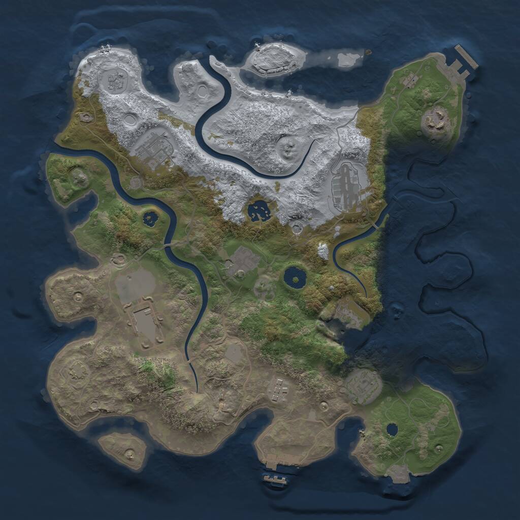 Rust Map: Procedural Map, Size: 3500, Seed: 31095857, 15 Monuments