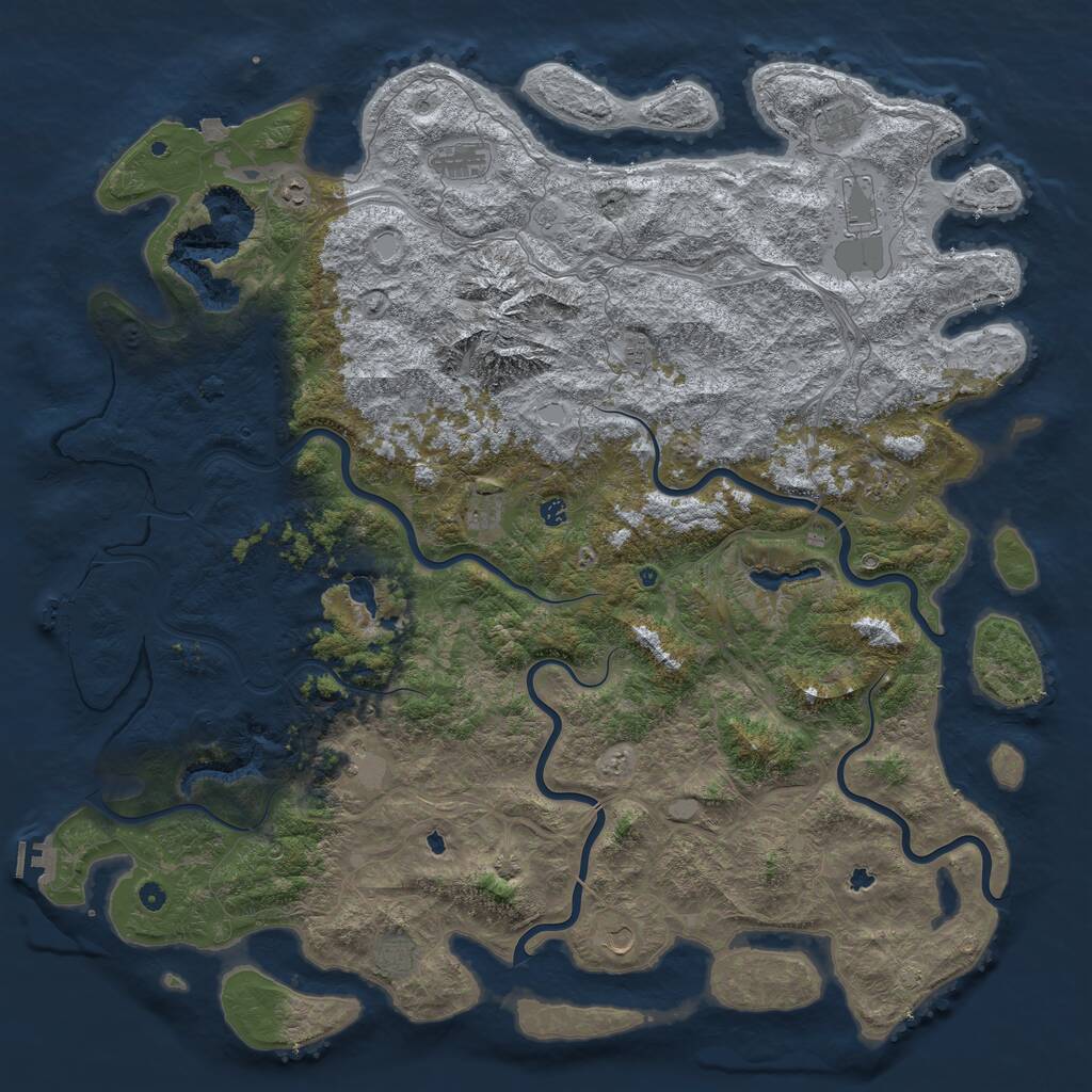 Rust Map: Procedural Map, Size: 6000, Seed: 1124319782, 17 Monuments
