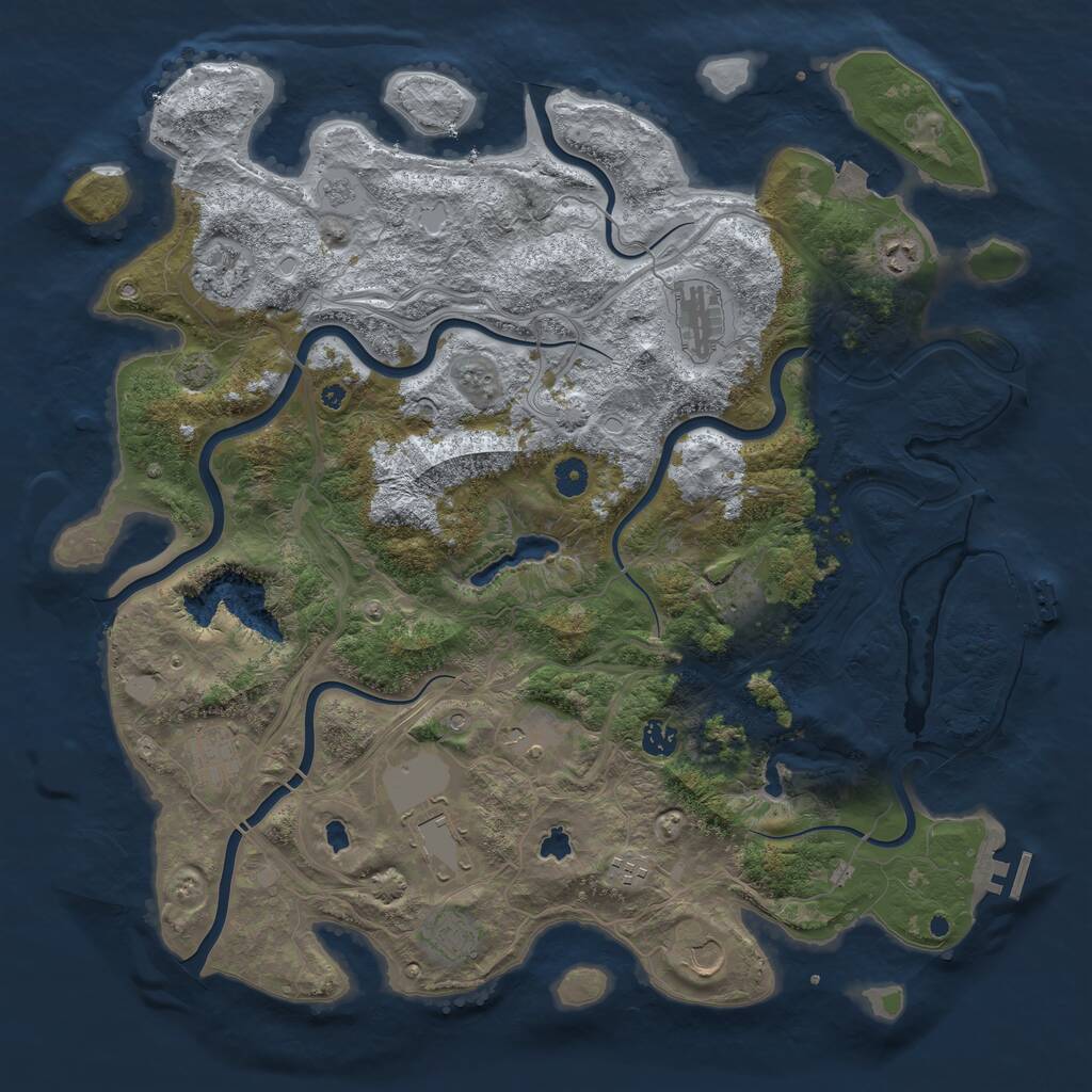 Rust Map: Procedural Map, Size: 4500, Seed: 993189258, 17 Monuments