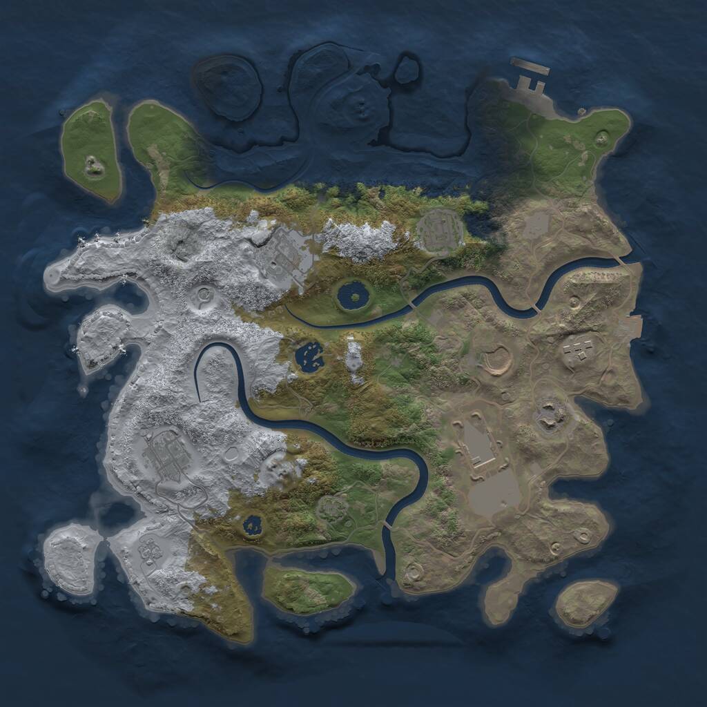 Rust Map: Procedural Map, Size: 3600, Seed: 58130618, 13 Monuments