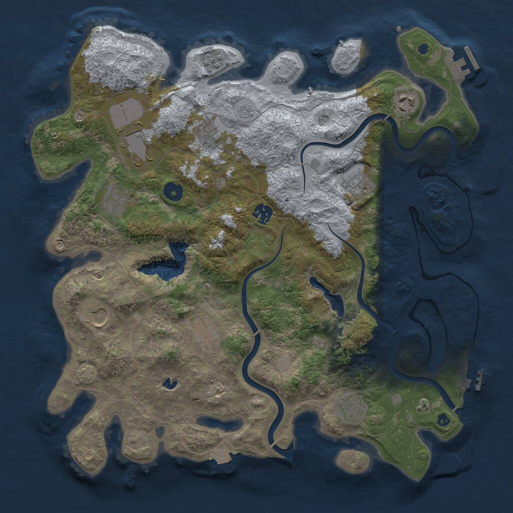 Rust Map: Procedural Map, Size: 4000, Seed: 1942991125, 16 Monuments