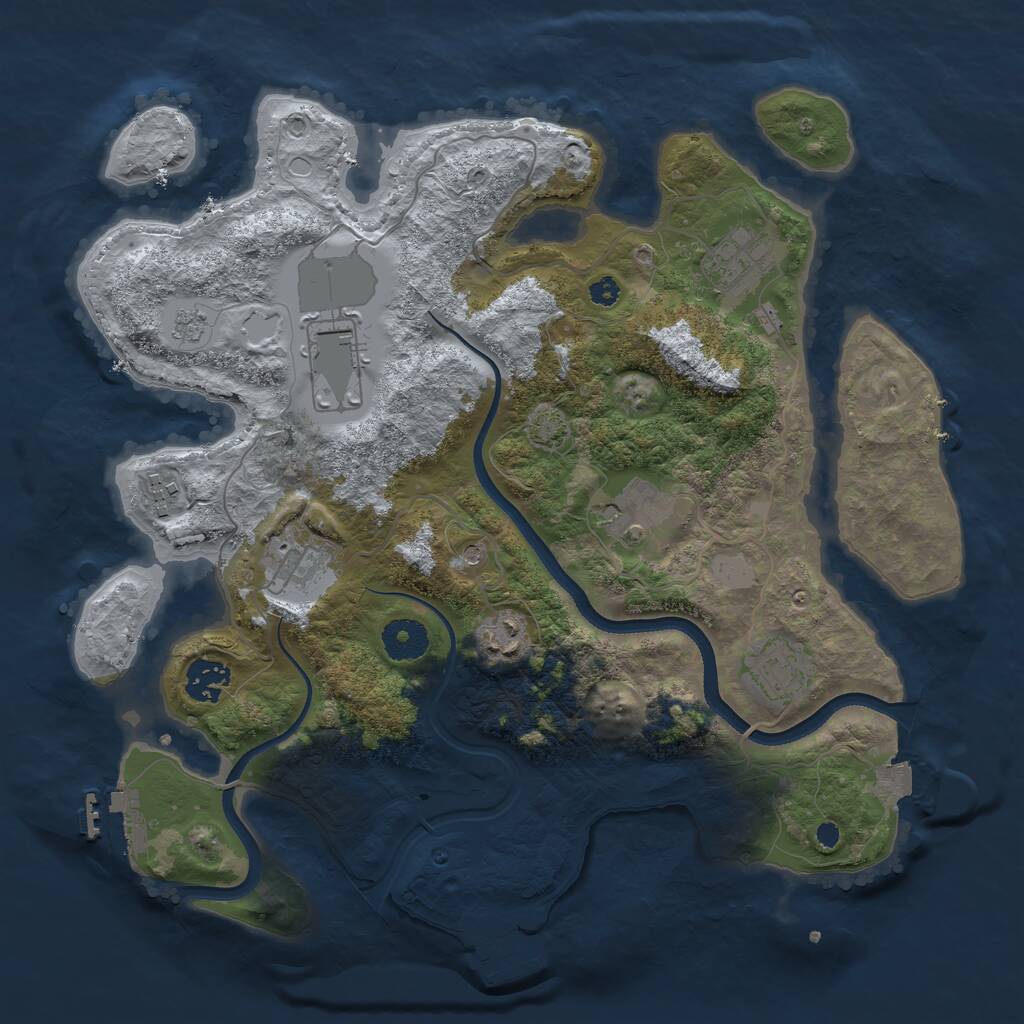 Rust Map: Procedural Map, Size: 3500, Seed: 122830800, 14 Monuments