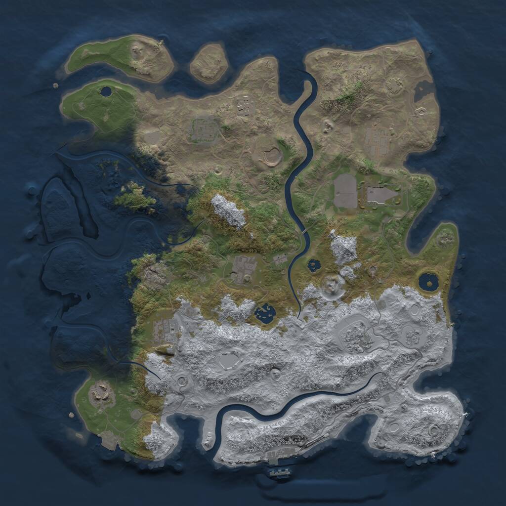 Rust Map: Procedural Map, Size: 3900, Seed: 54, 15 Monuments