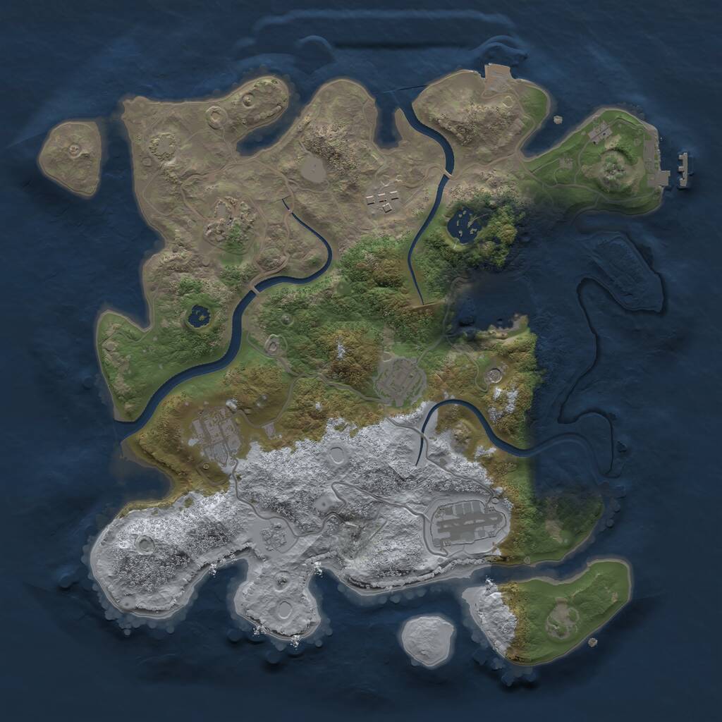 Rust Map: Procedural Map, Size: 3300, Seed: 70151, 12 Monuments