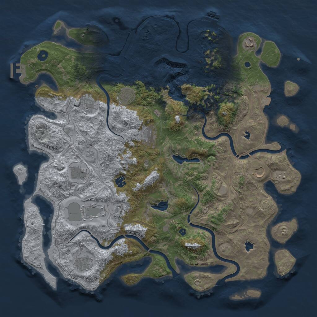 Rust Map: Procedural Map, Size: 4500, Seed: 1791665652, 17 Monuments