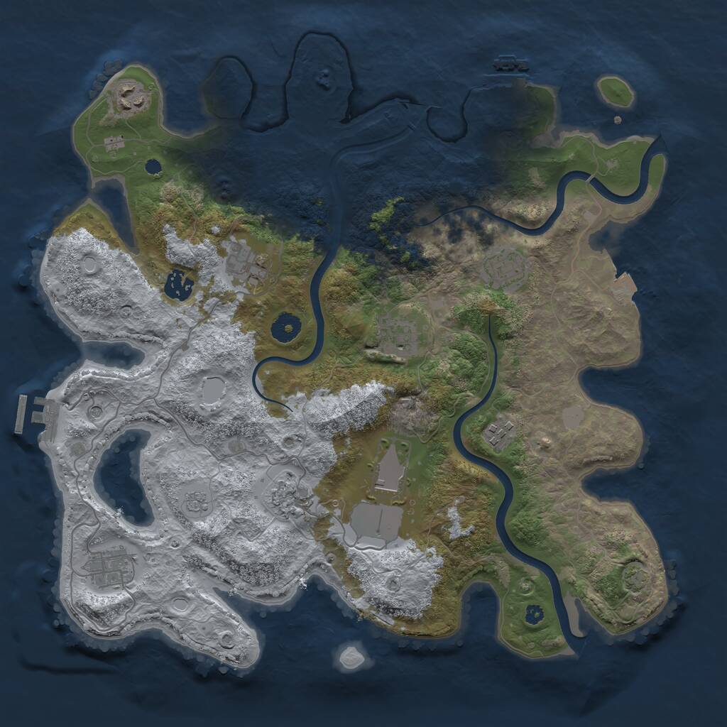 Rust Map: Procedural Map, Size: 3750, Seed: 1962273672, 15 Monuments