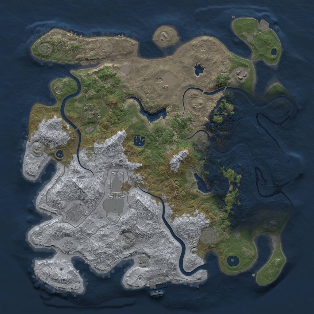 Rust Map: Procedural Map, Size: 4000, Seed: 2076668932, 14 Monuments