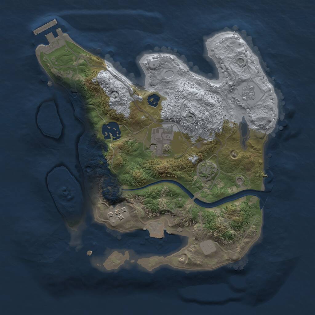 Rust Map: Procedural Map, Size: 2500, Seed: 1193364463, 7 Monuments