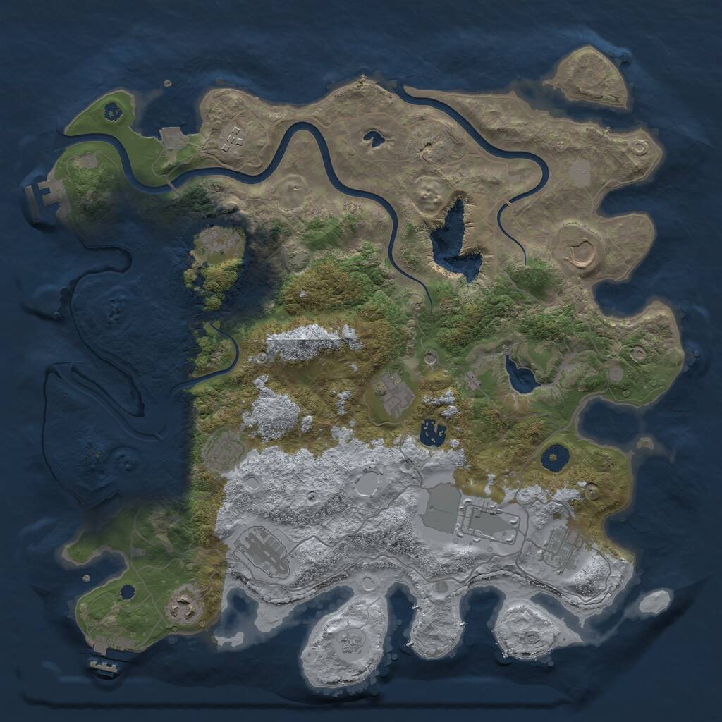 Rust Map: Procedural Map, Size: 4000, Seed: 1674908720, 16 Monuments