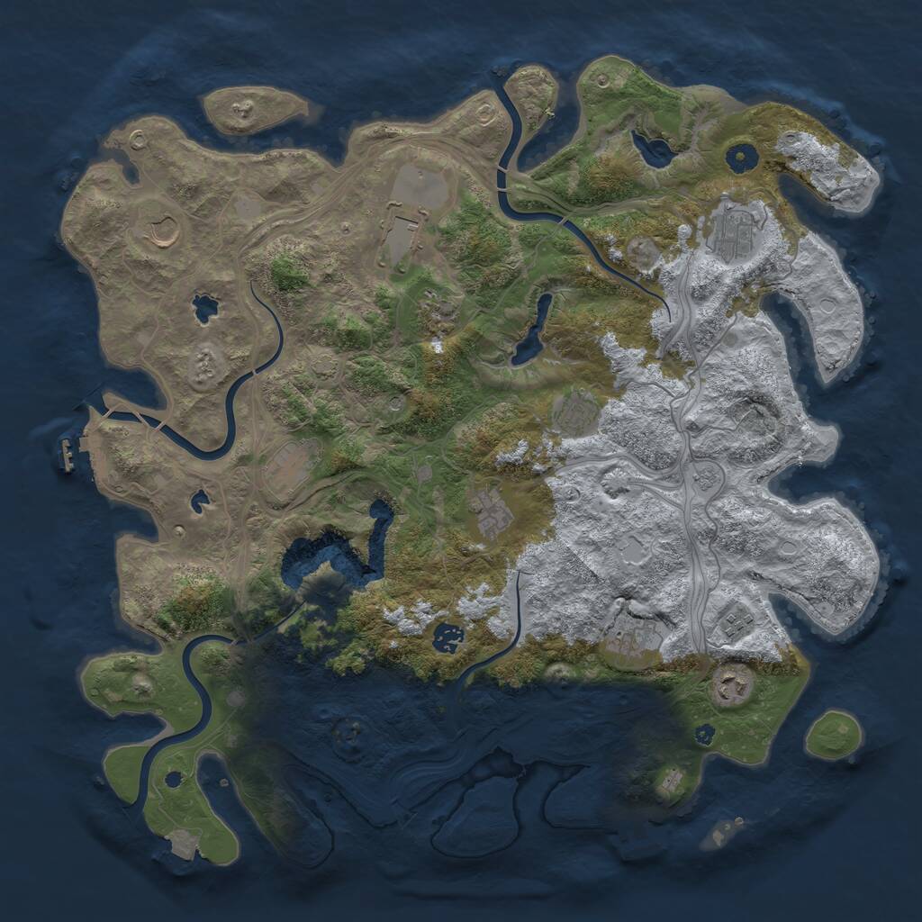 Rust Map: Procedural Map, Size: 4500, Seed: 154368254, 17 Monuments