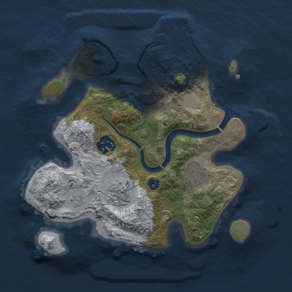 Rust Map: Procedural Map, Size: 2500, Seed: 7257522, 6 Monuments