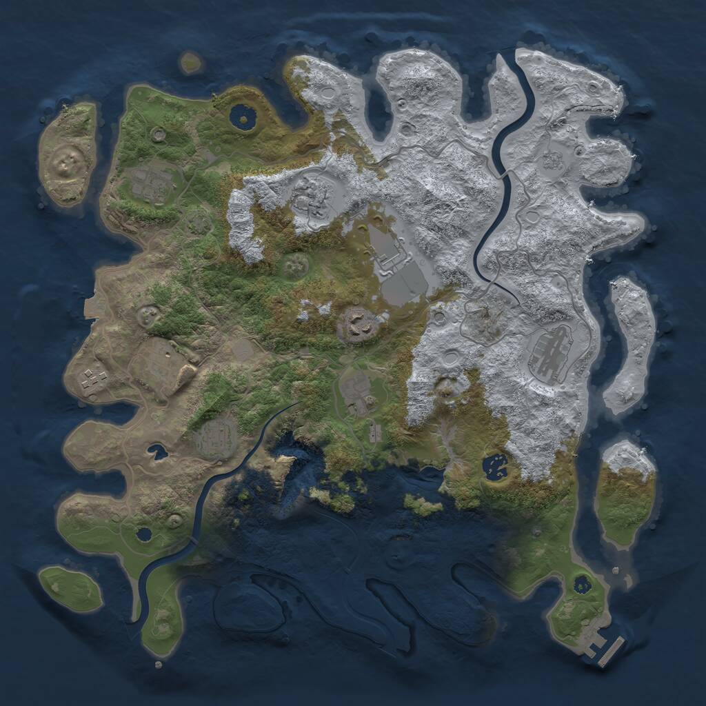 Rust Map: Procedural Map, Size: 4000, Seed: 1751033999, 15 Monuments